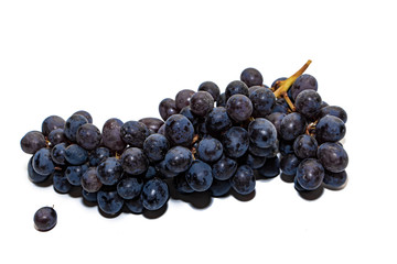 Bunches of dark grapes isolated on white background