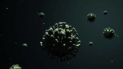 Floating COVID-19 Coronavirus Molecules