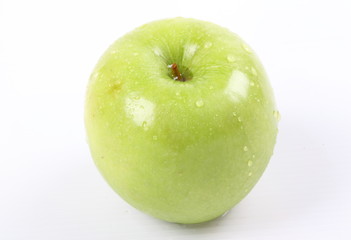 Green apples on a white background