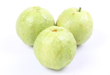 Guava (tropical fruit) on white background