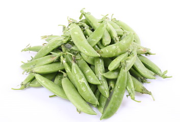 Fresh green peas isolated on white background