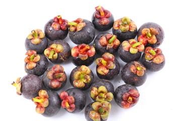Mangosteen fruit on white background