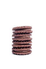 chocolate cookies isolated on white background