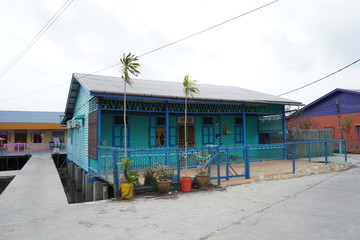 Typical new village chinese wooden house at Pulau Ketam.