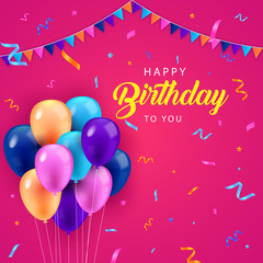 Happy Birthday Balloon Background Design Vector