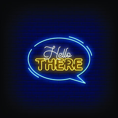 Hello There Neon Signs Style Text Vector