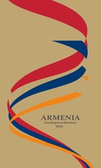 Flag of the Armenia. Independence day celebration card concept