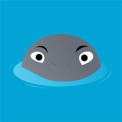 Illustration of Seal Head, Cute Funny Character, Flat Design