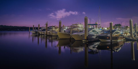 night aquatic sky sea river landscape boats lighting dusk horizon port lake panorama boat clouds miami florida © Alberto GV PHOTOGRAP