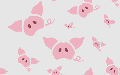 seamless pattern vector illustration with piglet, pigs ears and tail. Paper, wallpaper design for cafe, restaurant or child room