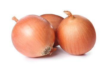 Fresh raw onion on white background