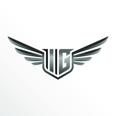 Initial Letter IG with Wings