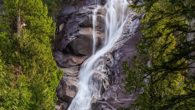 Cinemagraph Continuous Loop Animation. View of Shannon Falls during a sunny and cloudy winter day. Squamish, British Columbia, Canada. Nature Background