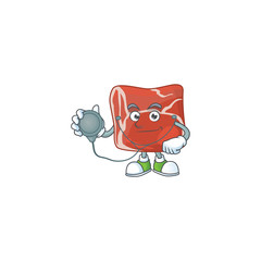 A cartoon character of beef Doctor using tools