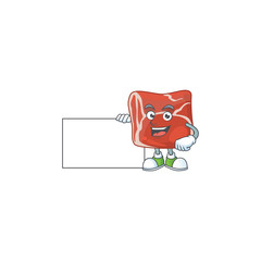 Funny beef cartoon design Thumbs up with a white board