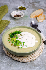Thick vegetable cream soup with white sauce