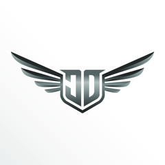 Fototapeta premium Initial Letter JD with Wings