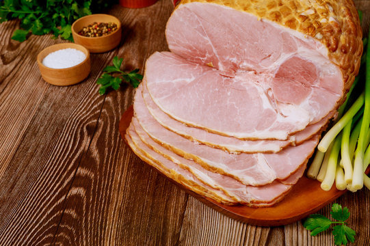 Whole Sliced Ham With Radish, Scallion And Salt.