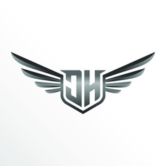 Obraz premium Initial Letter JH with Wings