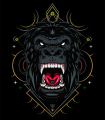 Head of a gorilla LOGO with angry face