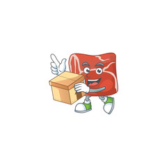 An icon of beef mascot design style with a box