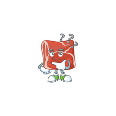 Cute beef cartoon character using a microphone