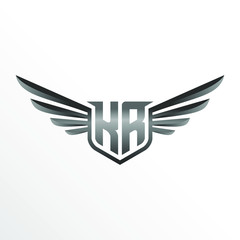 Initial Letter KR with Wings