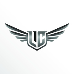 Initial Letter LC with Wings