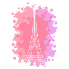 Fototapeta na wymiar the Eiffel tower on a beautiful pink background. vector illustration.