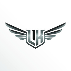 Obraz premium Initial Letter LK with Wings