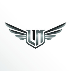 Fototapeta premium Initial Letter LM with Wings
