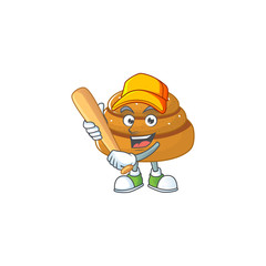 Cartoon design of kanelbulle having baseball stick