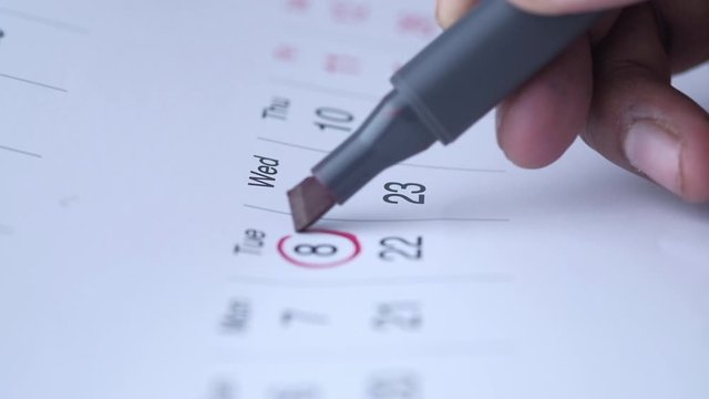 deadline concept with red mark on calendar date 