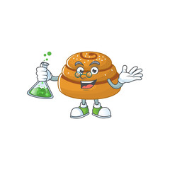 Kanelbulle brainy Professor Cartoon design grasp a glass tube