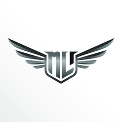 Initial Letter ML with Wings