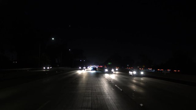 Los Angeles I10 Freeway Eastbound Night Driving Plate Rear View 1 Fairfax