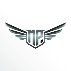 Initial Letter MP with Wings