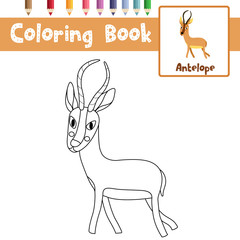 Coloring page African animal antelope vector illustration