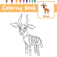 Coloring page Standing Bongo animal cartoon character vector illustration