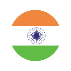 Indian flag in glossy round button of icon. flag logo of Indian emblem isolated on white background, Indian national concept sign, Vector illustration.