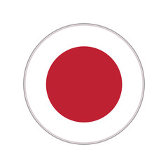 Japan flag in glossy round button of icon. flag logo of Japan emblem isolated on white background, Japan national concept sign, Vector illustration.