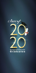 Fototapeta na wymiar Class of 2020 Vector text for graduation gold design, congratulation event, T-shirt, party, high school or college graduate. Lettering for greeting, invitation card