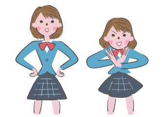 禁止のアクションをする学生　イラスト