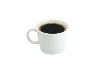 Black coffee or Americano, a white coffee cup isolated on white background
