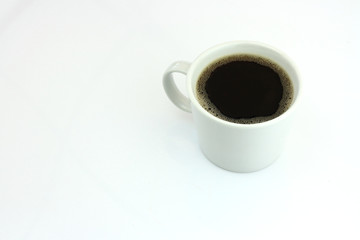 Black coffee or Americano, a white coffee cup isolated on white background