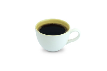 Black coffee or Americano, a white coffee cup isolated on white background