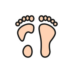 Flat foot flat color line icon. Isolated on white background