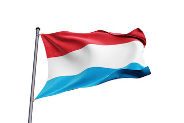 Luxembourg flag waving on white background, close up, isolated – 3D Illustration