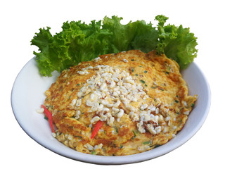 Ants  Eggs  Omelet  With  Salad  On  white  Bowl.