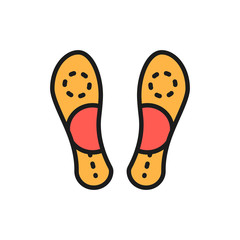 Orthopedic insoles, flat foot flat color line icon.